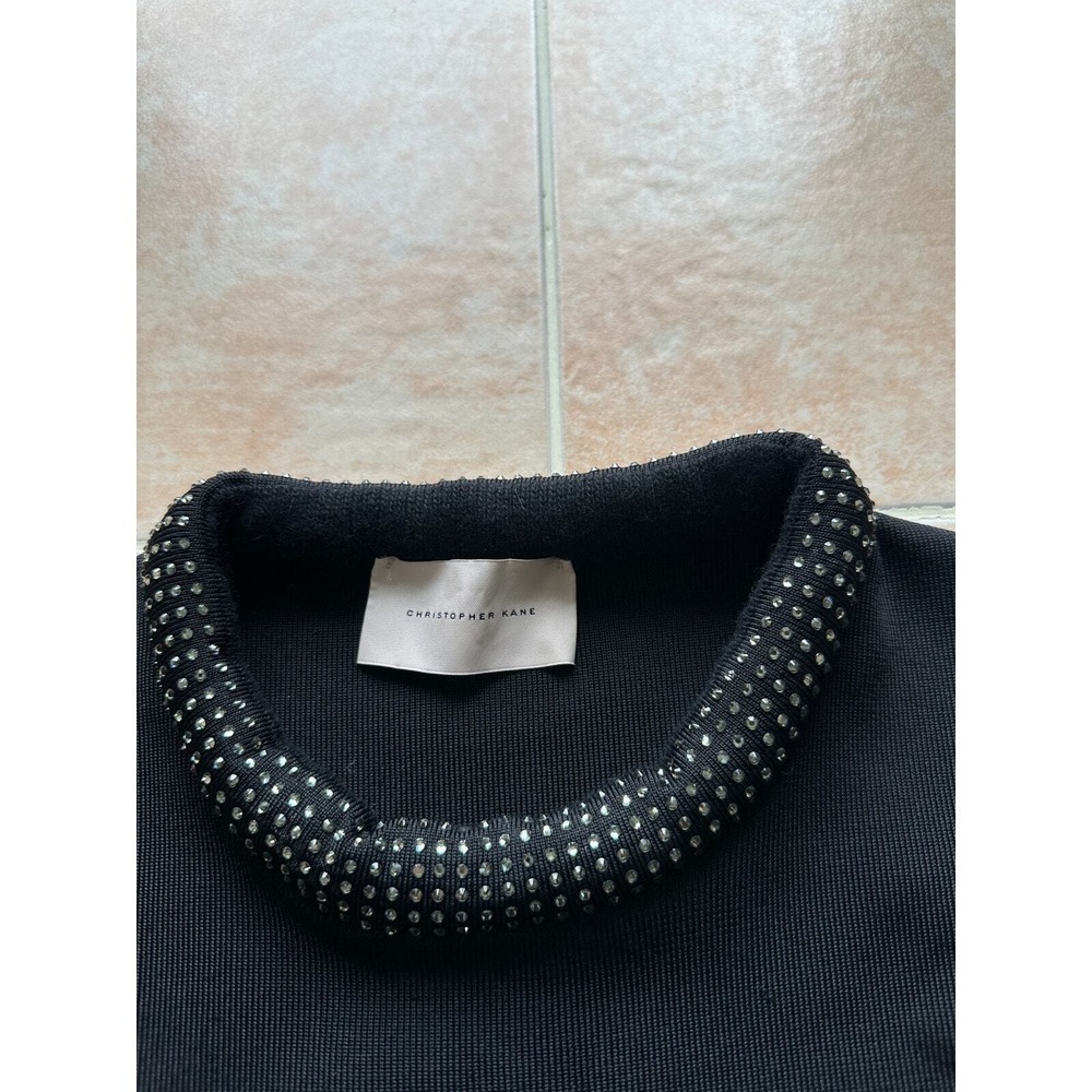 Christopher Kane Black Embellished collar trim swarovski crystal Bodycon Dress M - Picture 4 of 7